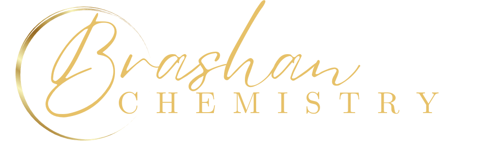 Brashan Chemistry logo in gold script and serif text inside a circular outline
