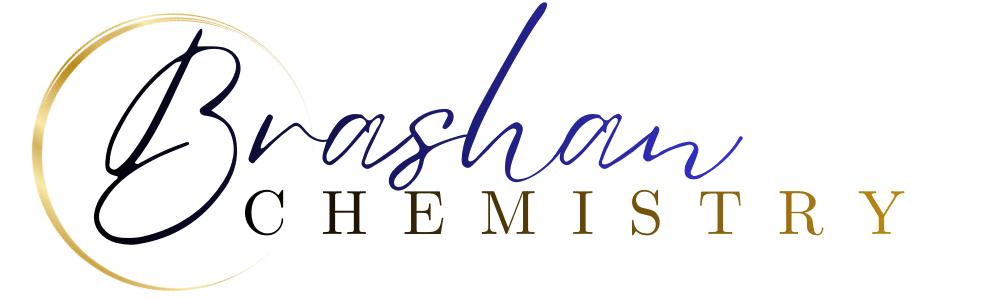 Brashan Chemistry logo in gold script and serif text inside a circular outline
