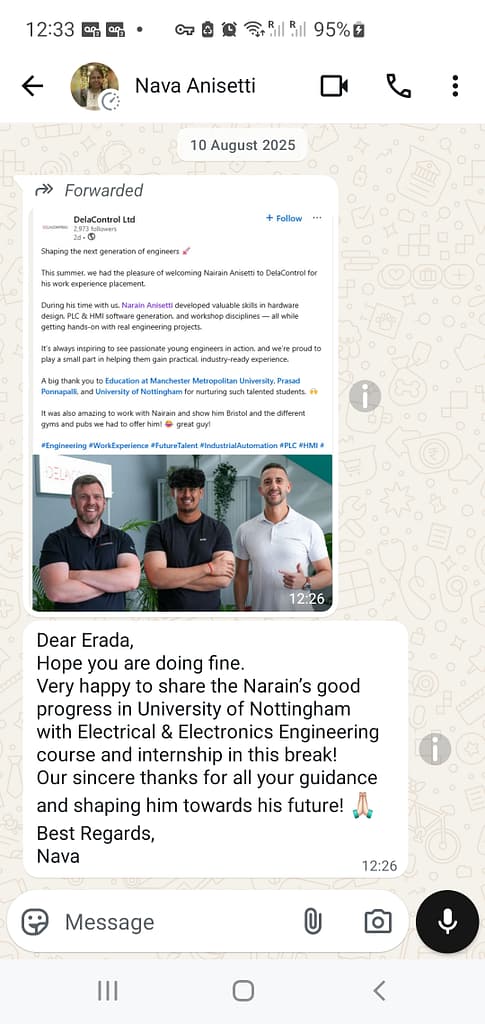 Feedback from a parent two years after the child finished A-level with us.